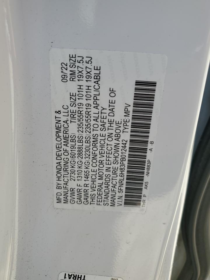 5FNRL6H83PB012442 2023 Honda Odyssey Touring