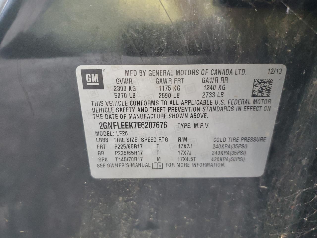 2GNFLEEK7E6207676 2014 Chevrolet Equinox Ls