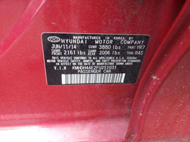 2015 Hyundai Elantra Se VIN: KMHDH4AE2FU251031 Lot: 54393094