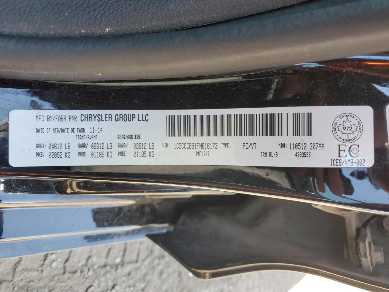 1C3CCCBB1FN618173 2015 Chrysler 200 S