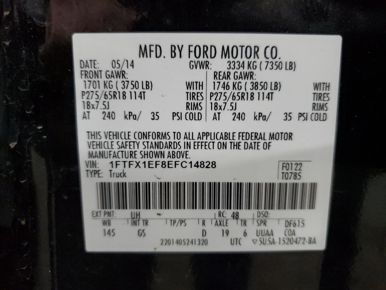 1FTFX1EF8EFC14828 2014 Ford F150 Super Cab