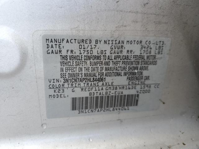 2017 Nissan Versa S VIN: 3N1CN7AP2HL844061 Lot: 56331584