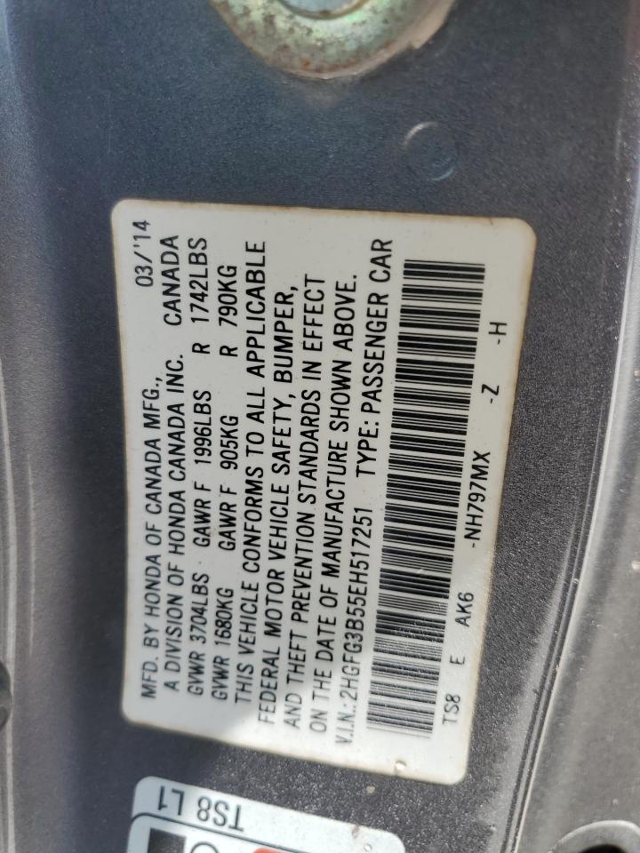 2HGFG3B55EH517251 2014 Honda Civic Lx