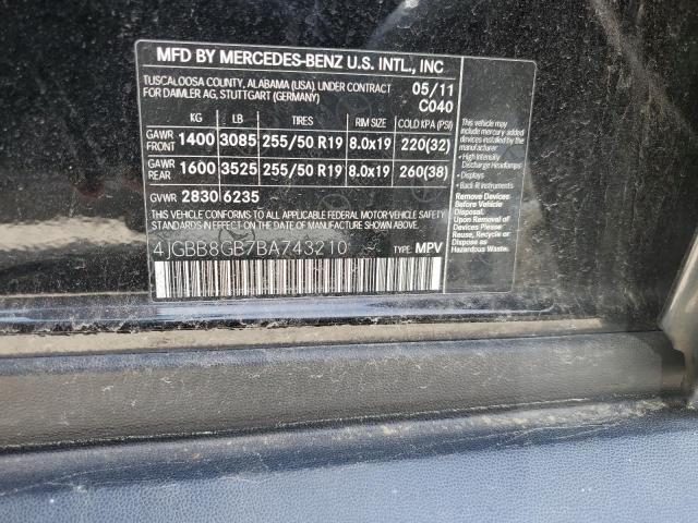 2011 Mercedes-Benz Ml 350 4Matic VIN: 4JGBB8GB7BA743210 Lot: 55604764