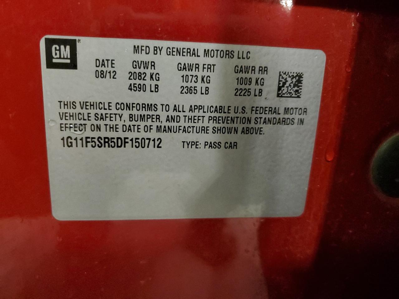 1G11F5SR5DF150712 2013 Chevrolet Malibu 2Lt