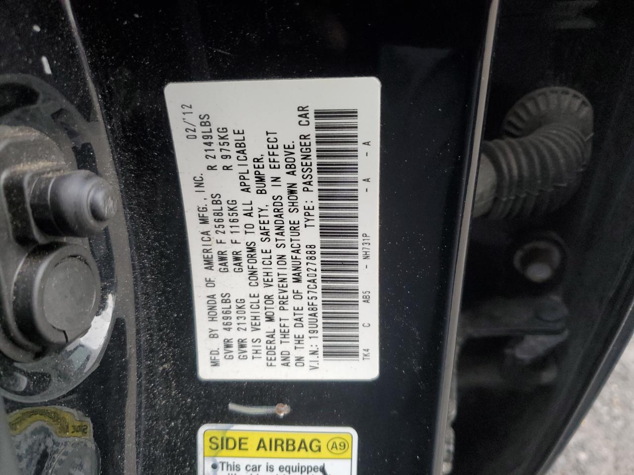 19UUA8F57CA027888 2012 Acura Tl