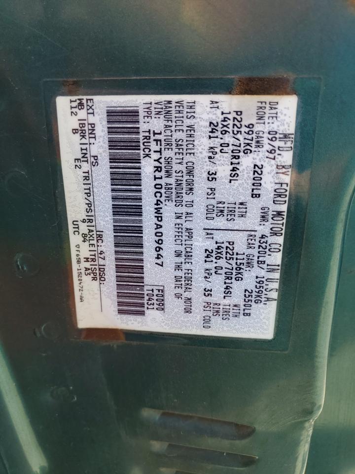 1FTYR10C4WPA09647 1998 Ford Ranger