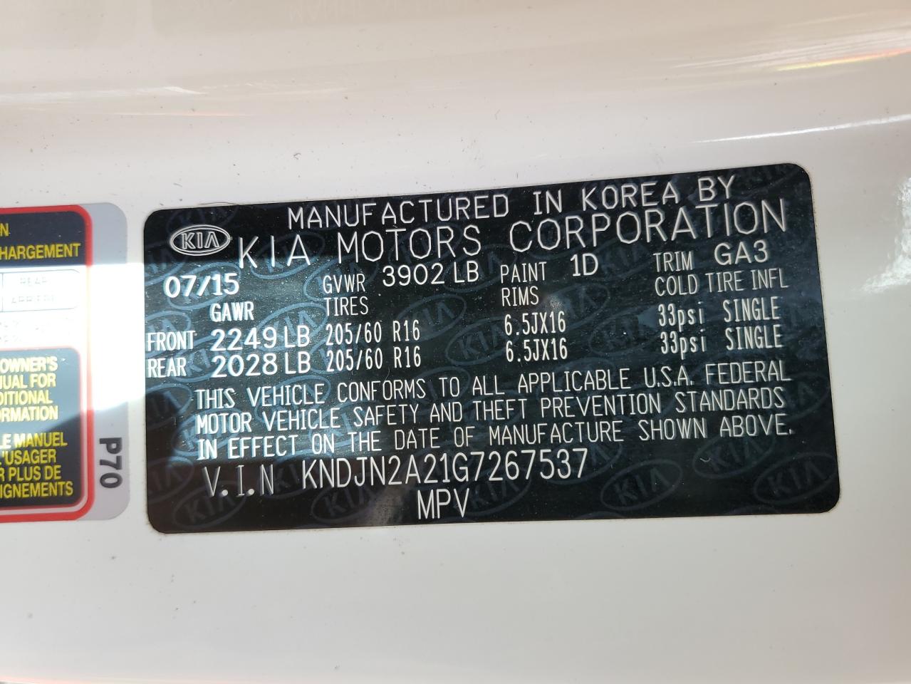 KNDJN2A21G7267537 2016 Kia Soul