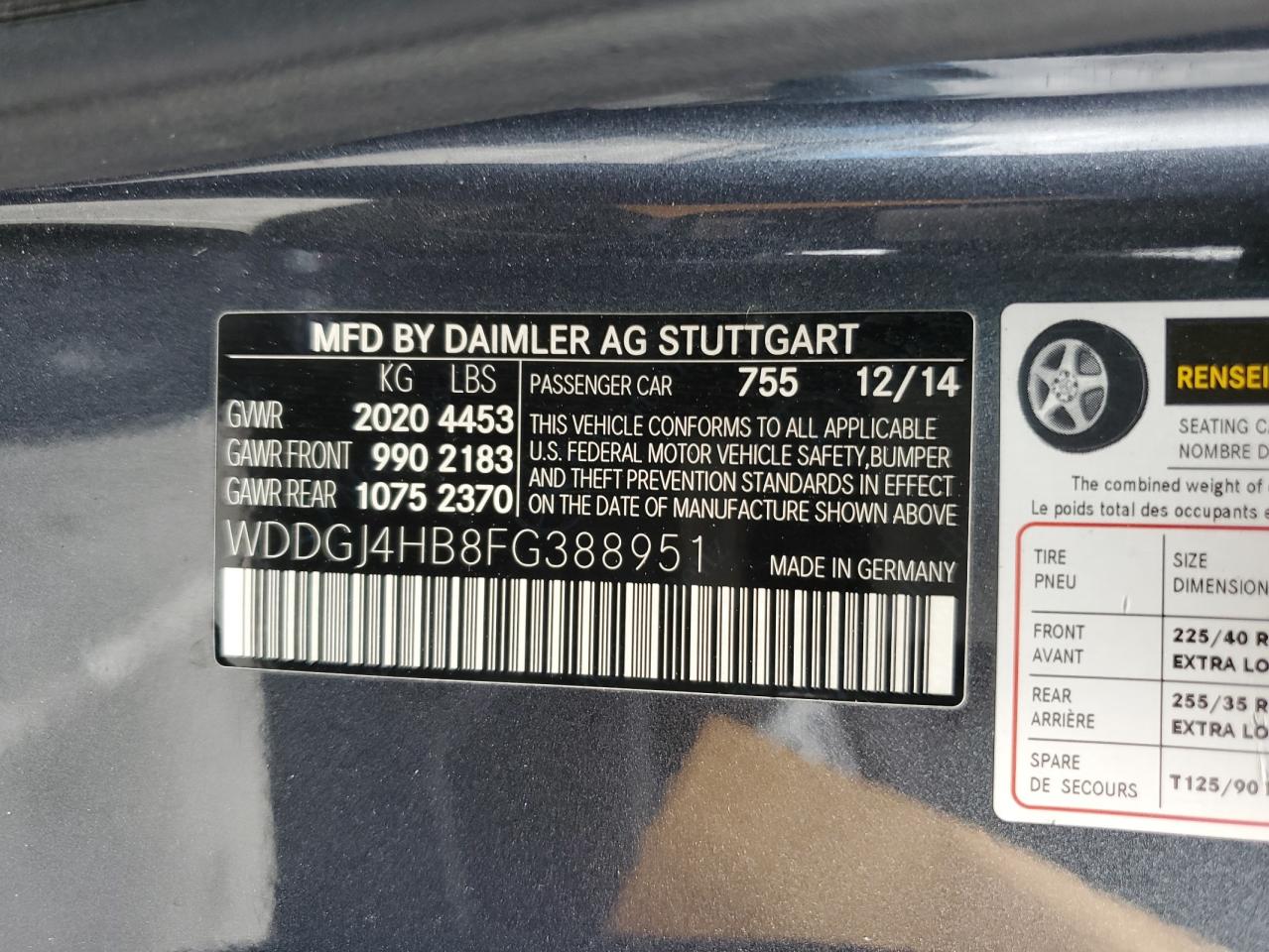 WDDGJ4HB8FG388951 2015 Mercedes-Benz C 250