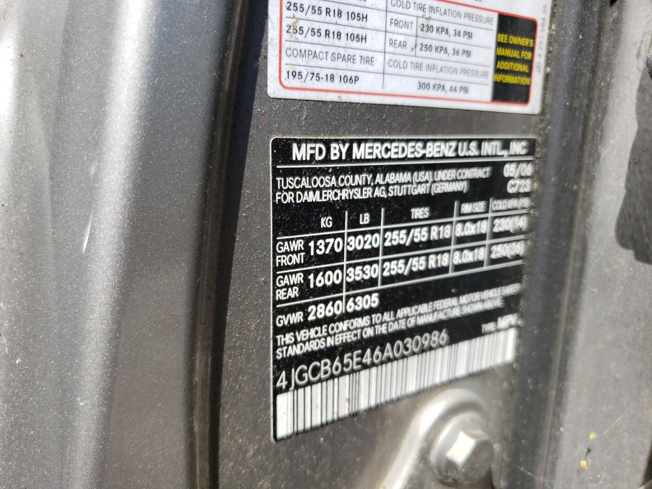 4JGCB65E46A030986 2006 Mercedes-Benz R 350