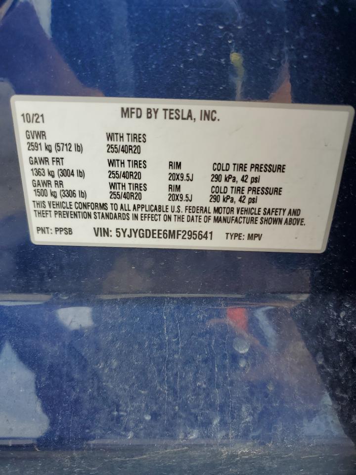 5YJYGDEE6MF295641 2021 Tesla Model Y