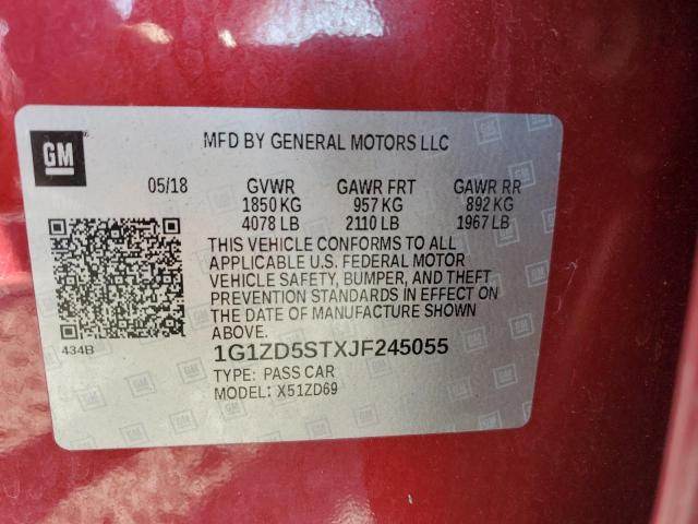 2018 Chevrolet Malibu Lt VIN: 1G1ZD5STXJF245055 Lot: 56601674