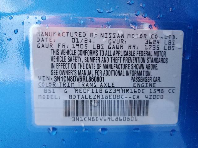 2024 Nissan Versa S VIN: 3N1CN8DV6RL860801 Lot: 54161354