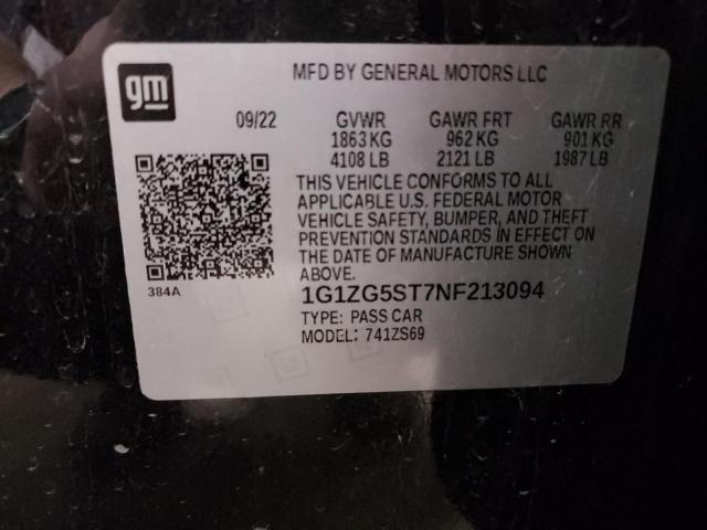 2022 CHEVROLET MALIBU RS - 1G1ZG5ST7NF213094
