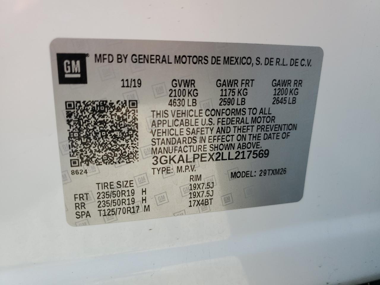 3GKALPEX2LL217569 2020 GMC Terrain Slt