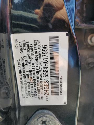 2004 Honda Civic Lx VIN: 2HGES16584H617996 Lot: 56252284