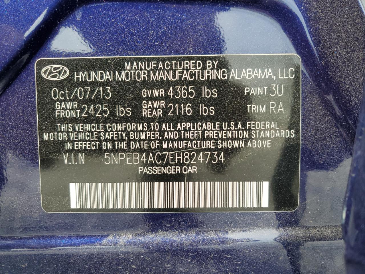 5NPEB4AC7EH824734 2014 Hyundai Sonata Gls