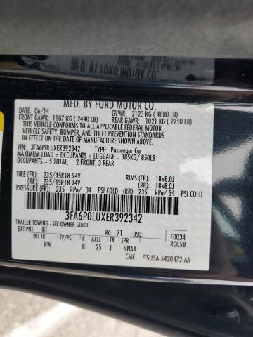 2014 Ford Fusion Se Hybrid VIN: 3FA6P0LUXER392342 Lot: 55387514