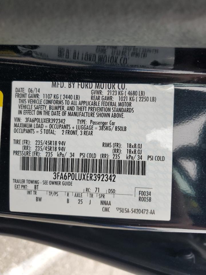 3FA6P0LUXER392342 2014 Ford Fusion Se Hybrid