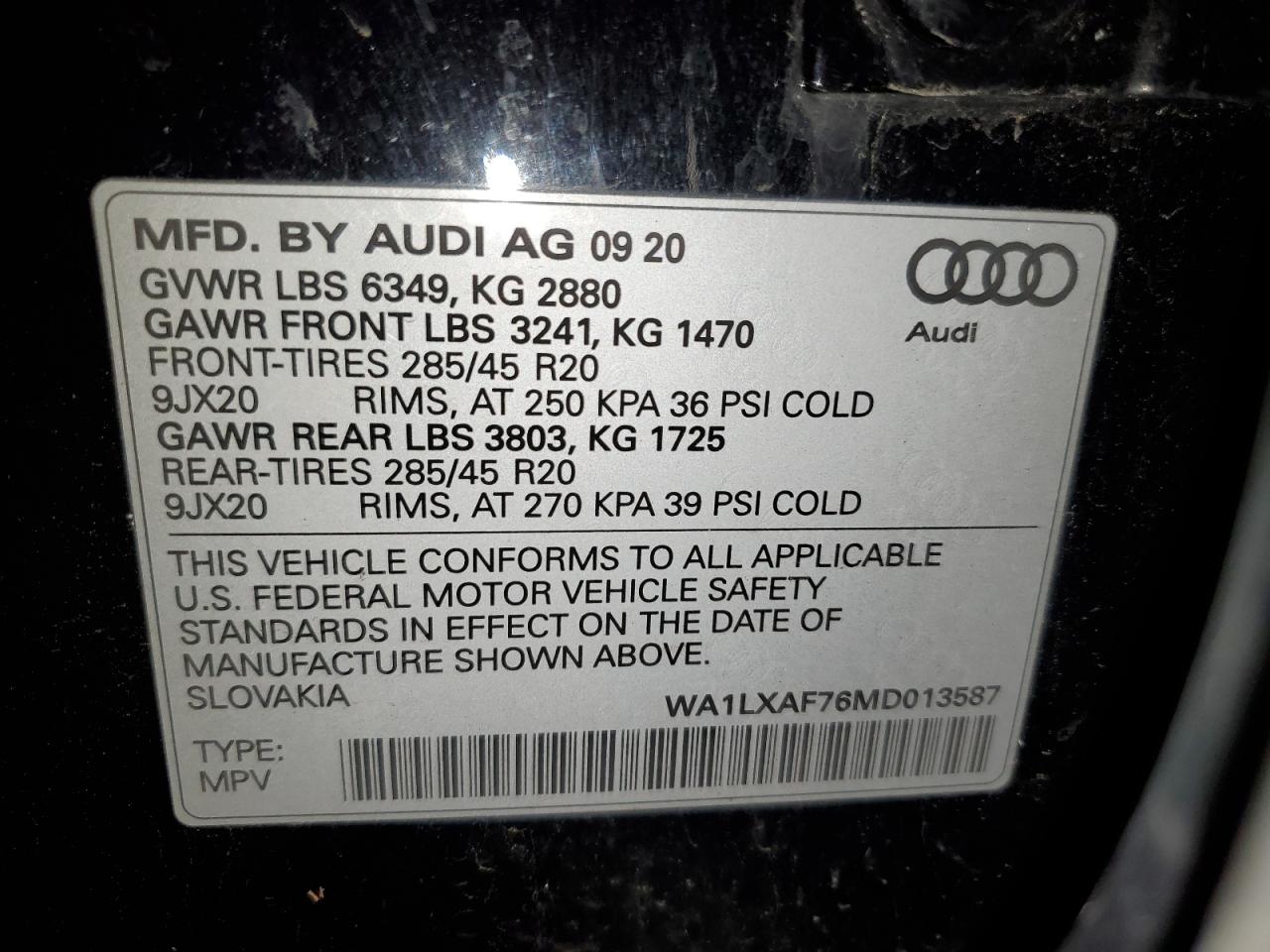 WA1LXAF76MD013587 2021 Audi Q7 Premium Plus