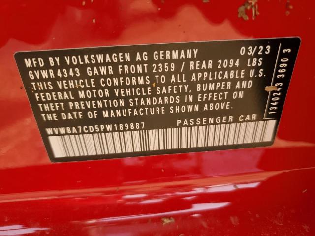 2023 Volkswagen Gti 40Th Anniversary VIN: WVW8A7CD5PW189887 Lot: 56348324