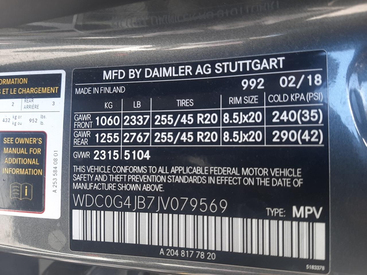 2018 Mercedes-Benz Glc 300 vin: WDC0G4JB7JV079569