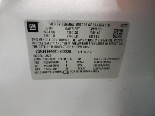 2GNFLEE58C6283320 | 2012 Chevrolet equinox lt