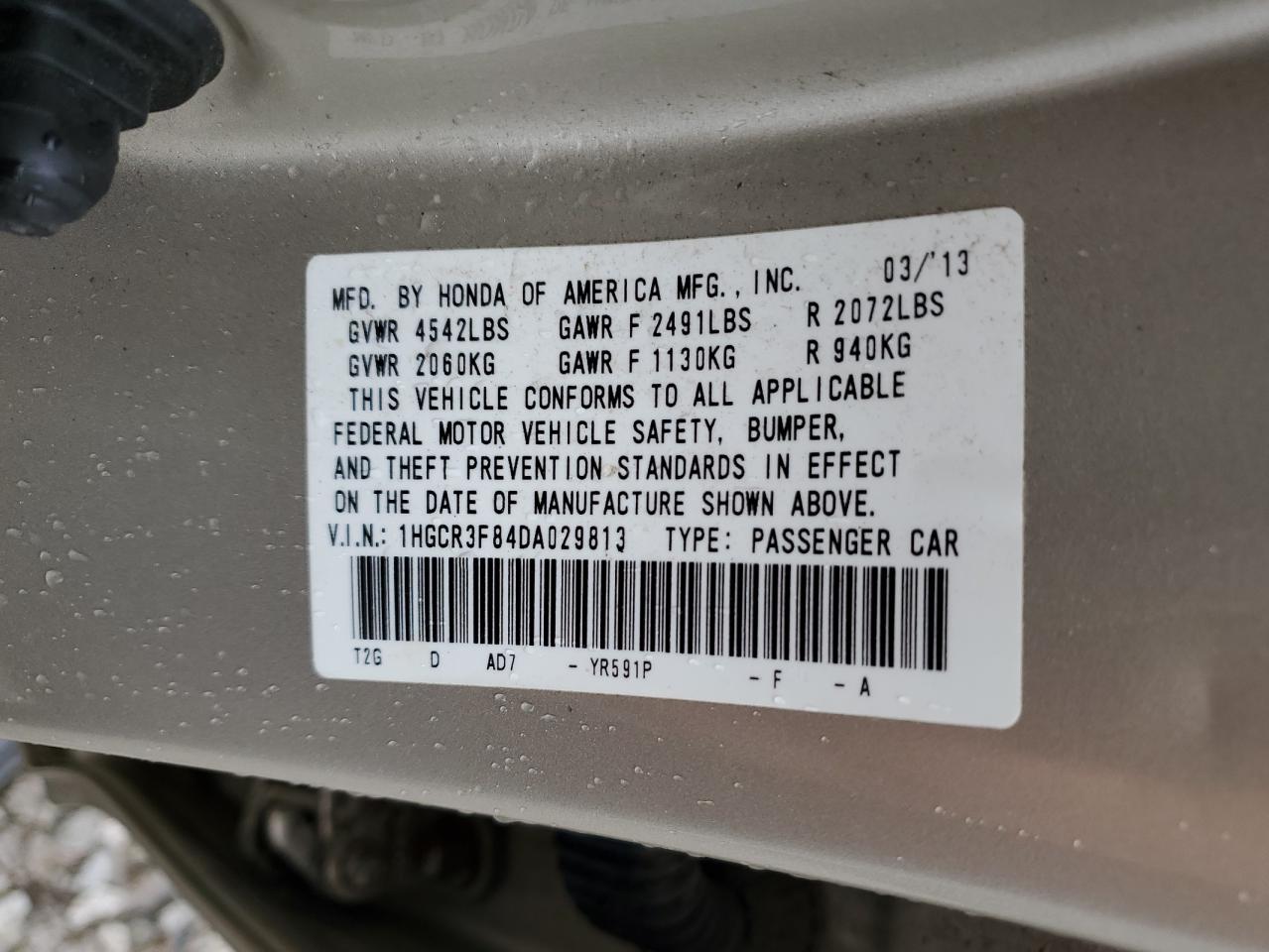 1HGCR3F84DA029813 2013 Honda Accord Exl