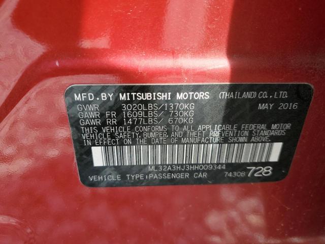 2017 Mitsubishi Mirage Es VIN: ML32A3HJ3HH009344 Lot: 54344664