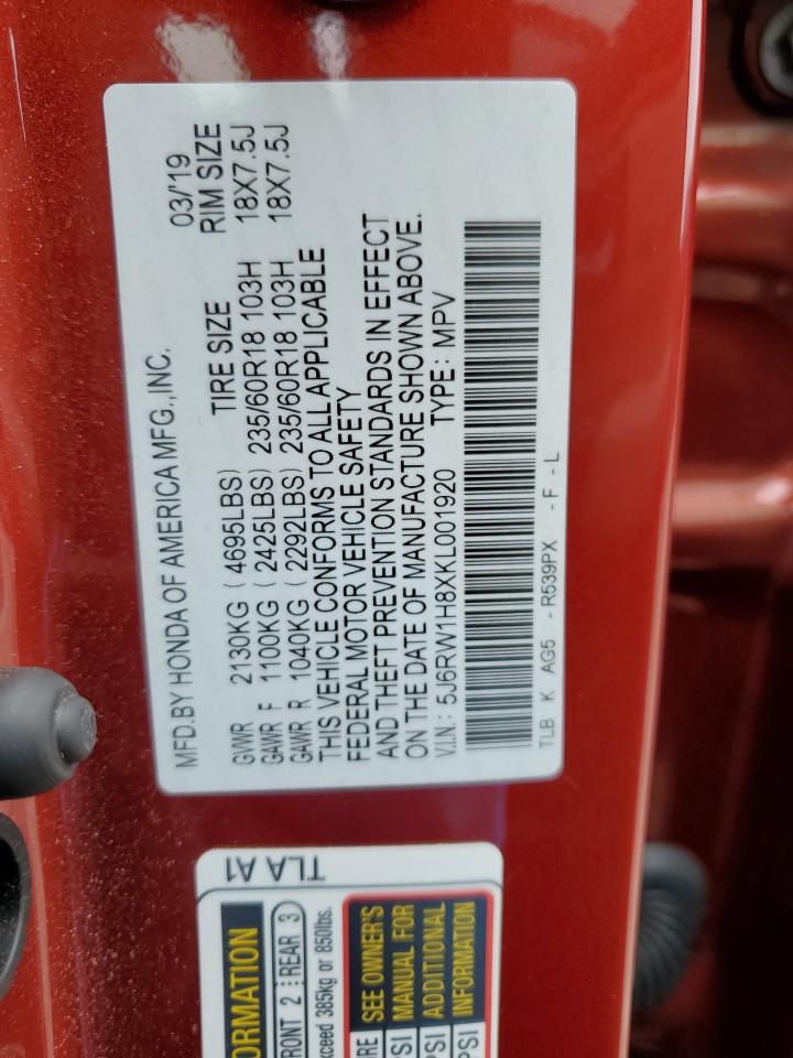 5J6RW1H8XKL001920 2019 Honda Cr-V Exl