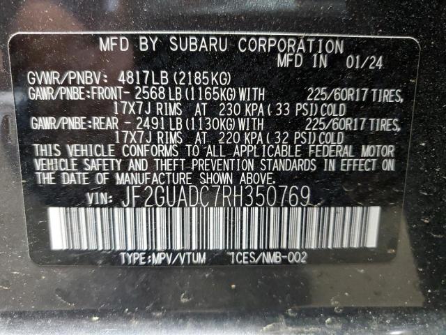 2024 Subaru Crosstrek Premium VIN: JF2GUADC7RH350769 Lot: 55344864