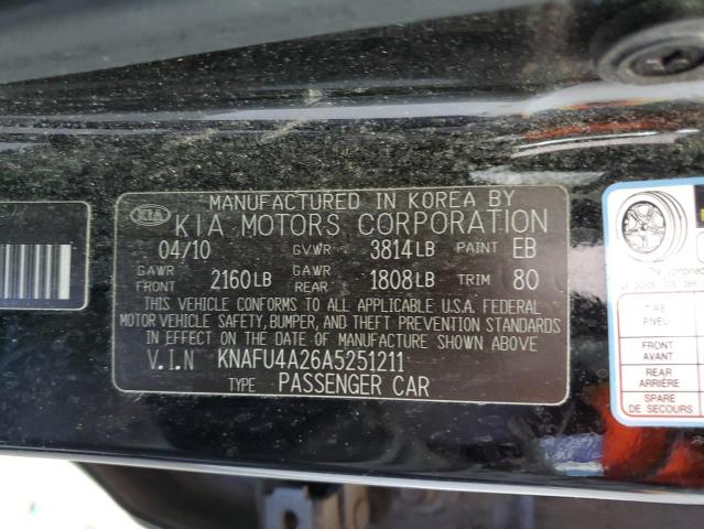 2010 Kia Forte Ex VIN: KNAFU4A26A5251211 Lot: 56720674
