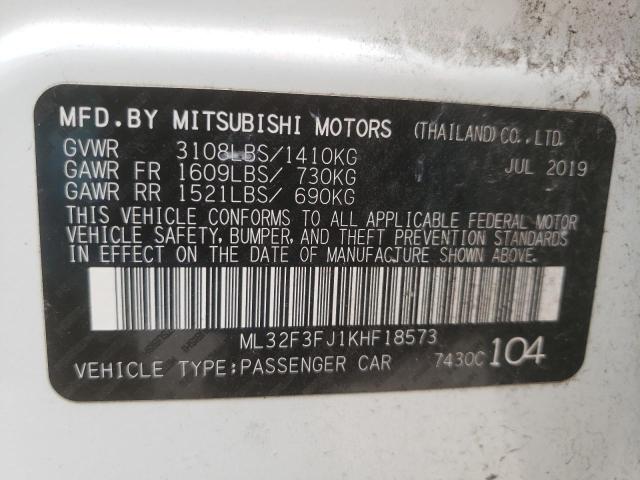 2019 Mitsubishi Mirage G4 Es VIN: ML32F3FJ1KHF18573 Lot: 56339764