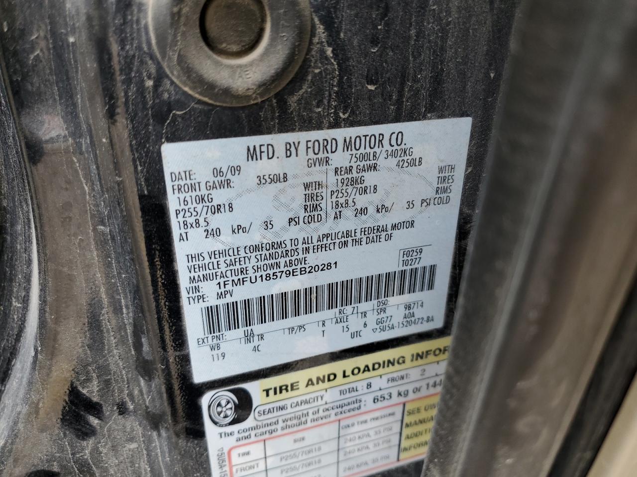 1FMFU18579EB20281 2009 Ford Expedition Eddie Bauer