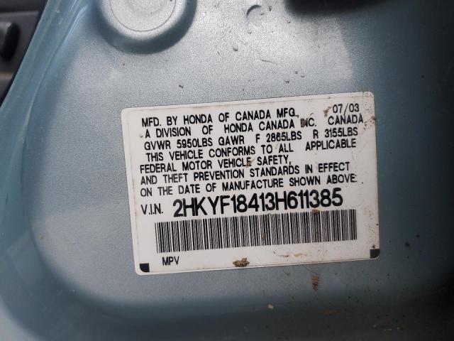 2003 Honda Pilot Ex VIN: 2HKYF18413H611385 Lot: 55795594