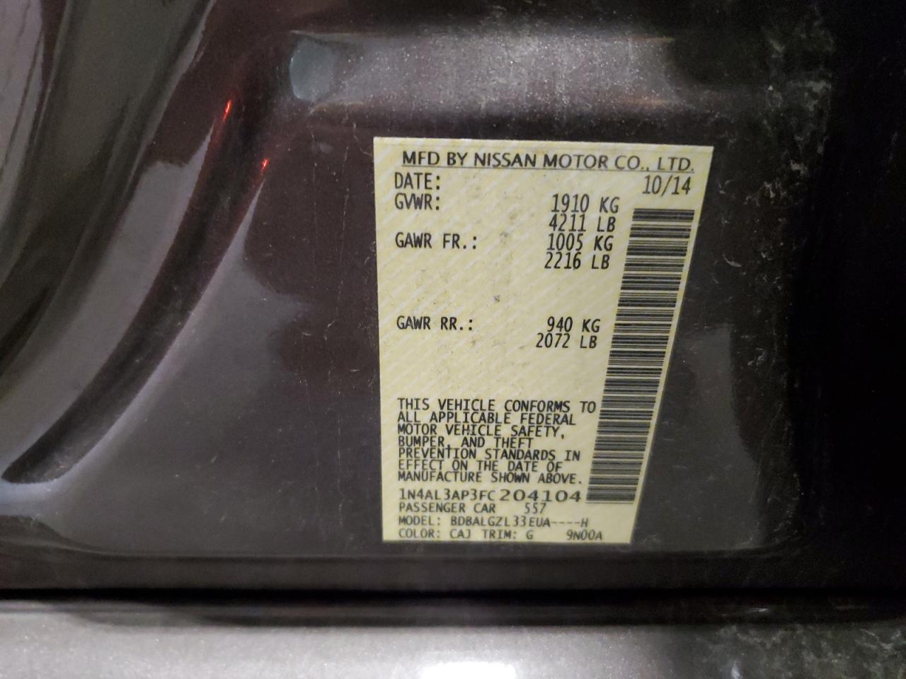 1N4AL3AP3FC204104 2015 Nissan Altima 2.5