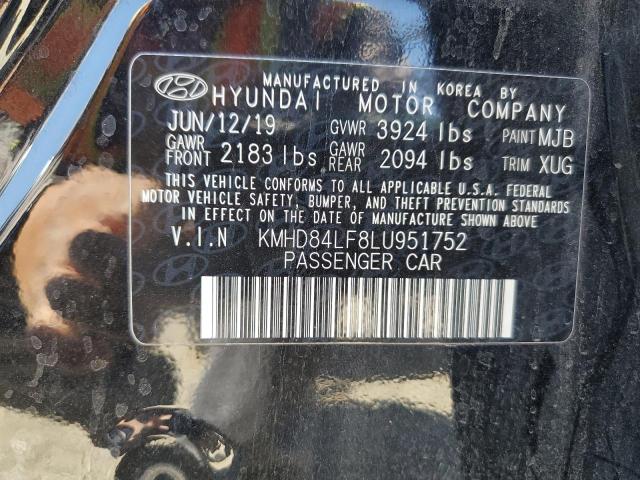 2020 Hyundai Elantra Sel VIN: KMHD84LF8LU951752 Lot: 53829644