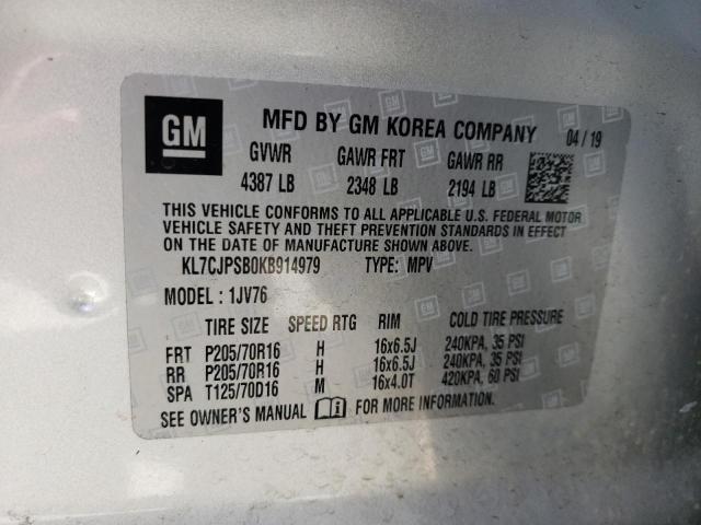 2019 Chevrolet Trax 1Lt VIN: KL7CJPSB0KB914979 Lot: 55977624