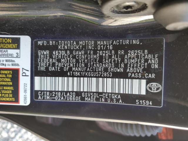 VIN 4T1BK1FK6GU572853 2016 Toyota Camry, Xse no.13