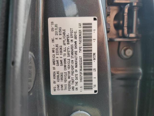 2010 Honda Accord Lx VIN: 1HGCP2F36AA022247 Lot: 55254414