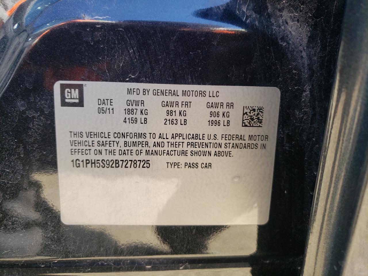 1G1PH5S92B7278725 2011 Chevrolet Cruze Ltz