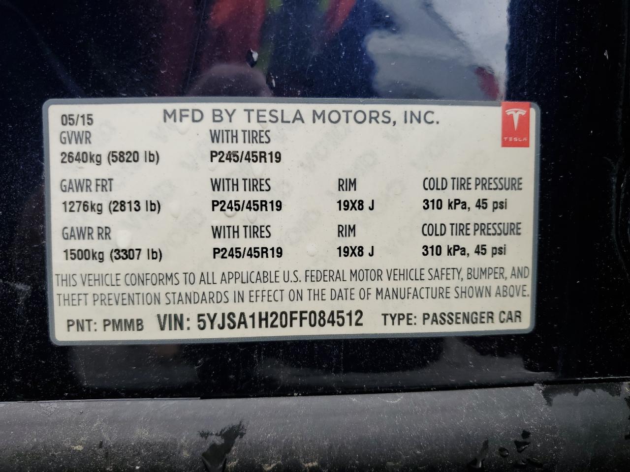 5YJSA1H20FF084512 2015 Tesla Model S 85D