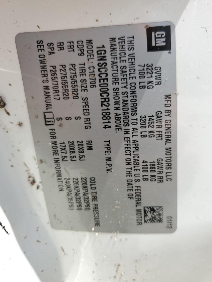 1GNSCCE00CR218814 2012 Chevrolet Tahoe C1500 Ltz