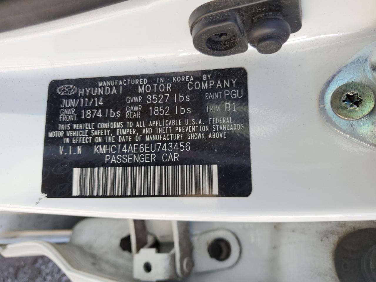 KMHCT4AE6EU743456 2014 Hyundai Accent Gls