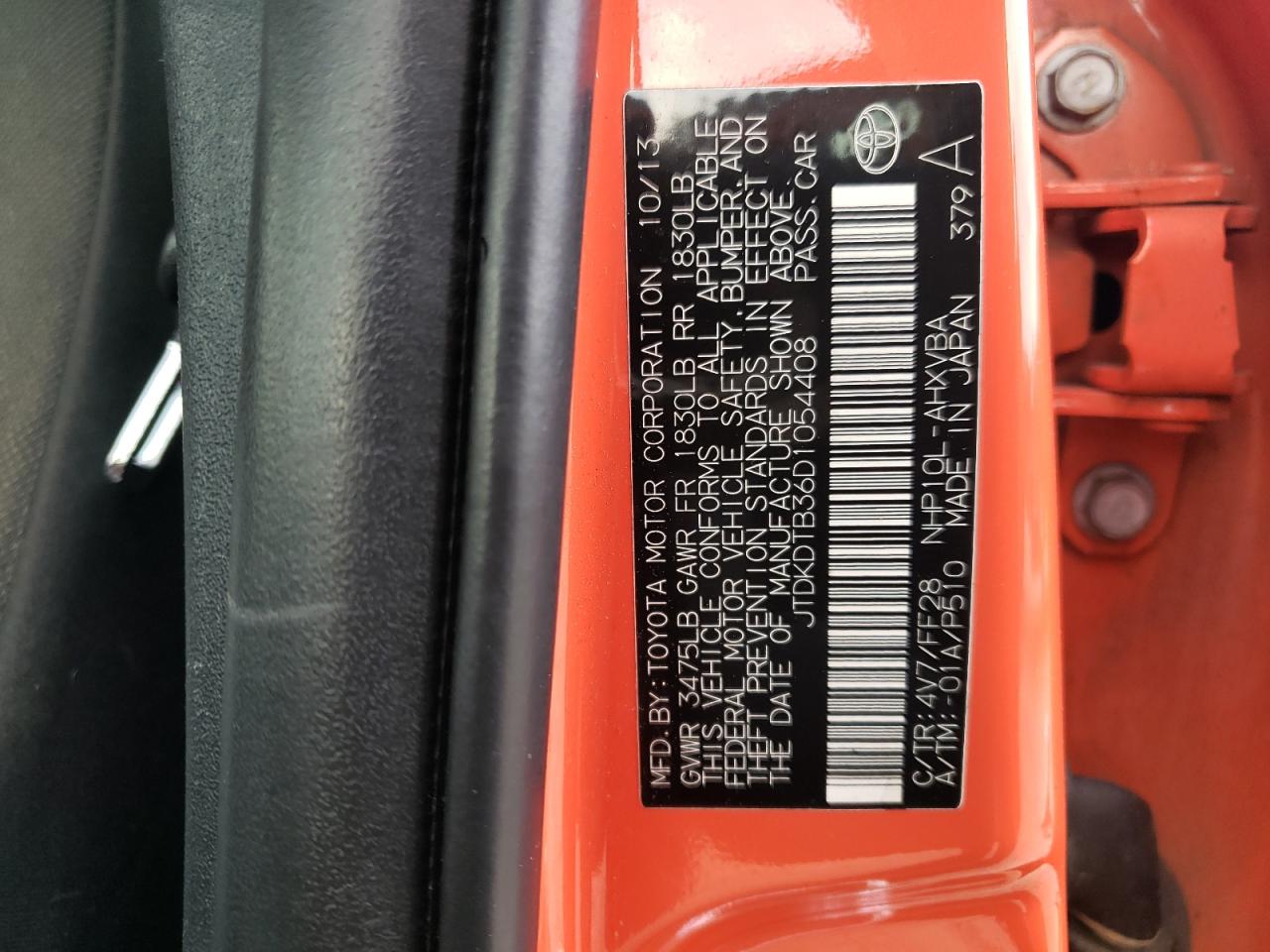 JTDKDTB36D1054408 2013 Toyota Prius C