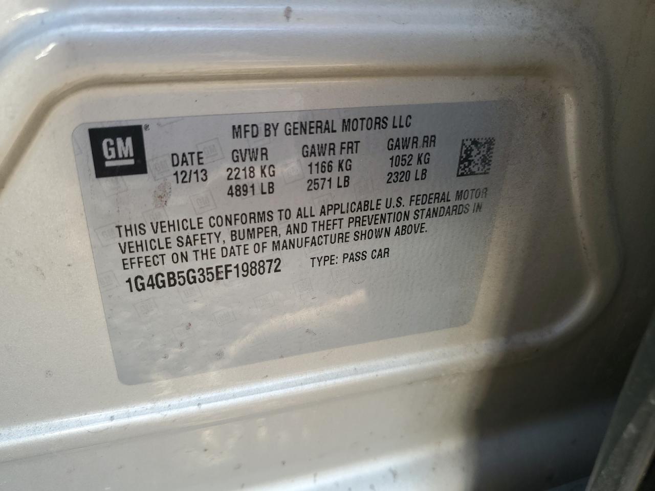 1G4GB5G35EF198872 2014 Buick Lacrosse