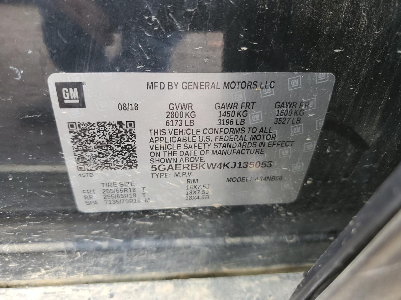 5GAERBKW4KJ135053 2019 Buick Enclave Essence