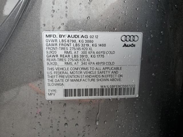 2012 Audi Q7 Premium Plus VIN: WA1LGBFE9CD007222 Lot: 54881054