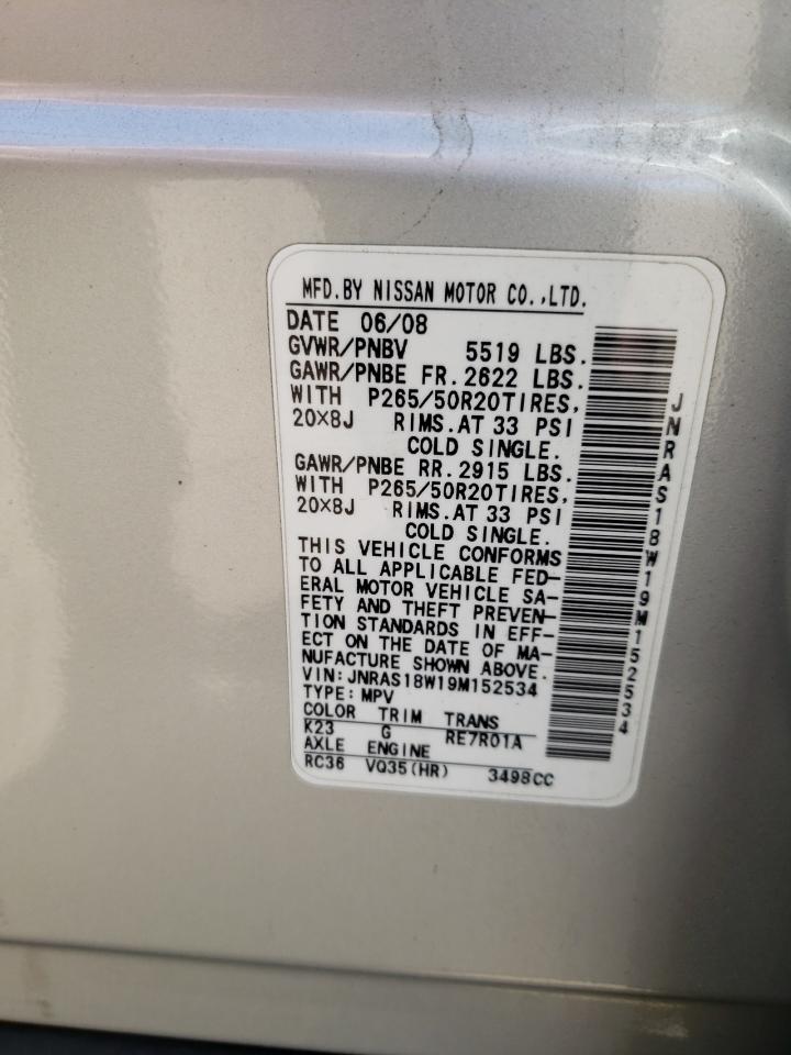 JNRAS18W19M152534 2009 Infiniti Fx35