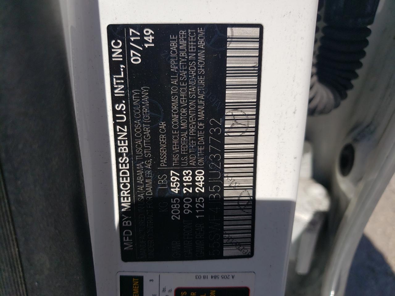 55SWF4JB5JU237732 2018 Mercedes-Benz C 300